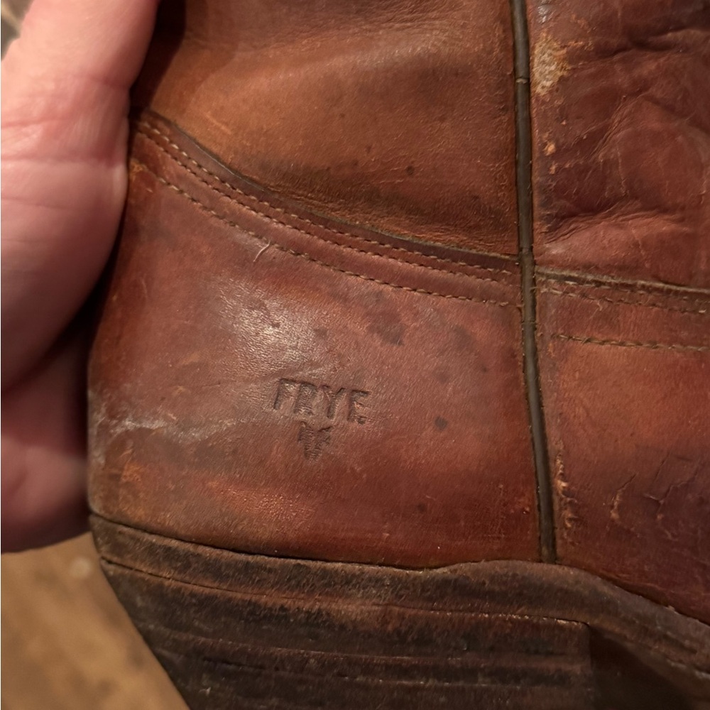 Frye Distressed Brown Leather Western Boots - Picture 2 of 4